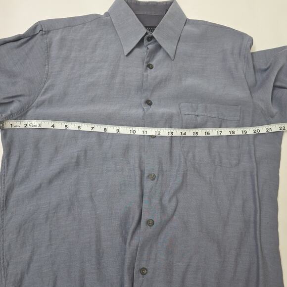 Perry Ellis Slate Gray 100% Cotton Long Sleeve Button Down Shirt Size 32/33 Soft - Picture 5 of 7